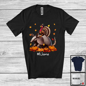 MacnyStore - Personalized Custom Name Turkey Riding Armadillo, Lovely Thanksgiving Pumpkins, Armadillo Lover T-Shirt