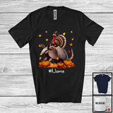 MacnyStore - Personalized Custom Name Turkey Riding Armadillo, Lovely Thanksgiving Pumpkins, Armadillo Lover T-Shirt