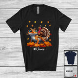 MacnyStore - Personalized Custom Name Turkey Riding Gecko, Lovely Thanksgiving Pumpkins, Gecko Lover T-Shirt