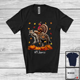 MacnyStore - Personalized Custom Name Turkey Riding Hyena, Lovely Thanksgiving Pumpkins, Hyena Lover T-Shirt