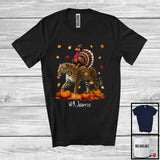 MacnyStore - Personalized Custom Name Turkey Riding Leopard, Lovely Thanksgiving Pumpkins, Leopard Lover T-Shirt