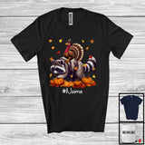 MacnyStore - Personalized Custom Name Turkey Riding Raccoon, Lovely Thanksgiving Pumpkins, Raccoon Lover T-Shirt