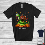 MacnyStore - Personalized Custom Name Turkey Riding Snake, Lovely Thanksgiving Pumpkins, Snake Lover T-Shirt