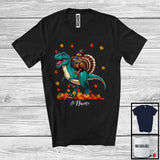 MacnyStore - Personalized Custom Name Turkey School Bus Driver Riding T-Rex; Amazing Thanksgiving Fall Jobs T-Shirt