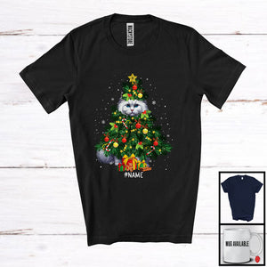 MacnyStore - Personalized Custom Name Turkish Angora Cat Christmas Tree Cosplay; Joyful Family; Snowing T-Shirt