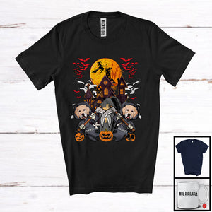 MacnyStore - Personalized Custom Name Two Golden Retriever Death, Humorous Halloween Owner Pumpkins T-Shirt