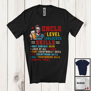 MacnyStore - Personalized Custom Name Uncle Level Unlocked Skills, Awesome Father's Day Beer Drinking T-Shirt