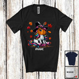 MacnyStore - Personalized Custom Name Unicorn With Pumpkin Face; Lovely Thanksgiving Fall Leaves T-Shirt