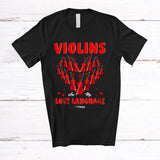 MacnyStore - Personalized Custom Name Violins Are My Love Language; Lovely Valentine Violin Hearts Shape T-Shirt