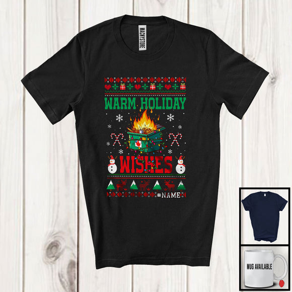 MacnyStore - Personalized Custom Name Warm Holiday Wishes; Awesome Christmas Lights Sweater Dumpster T-Shirt