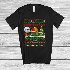 MacnyStore - Personalized Custom Name Warm Holiday Wishes; Humorous Christmas Lights Sweater Dumpster Fire T-Shirt