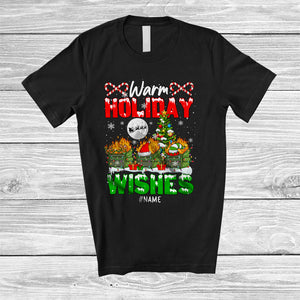 MacnyStore - Personalized Custom Name Warm Holiday Wishes; Humorous Christmas Lights Three Dumpster Fire T-Shirt