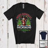 MacnyStore - Personalized Custom Name Warm Snuggles Dachshund; Fantastic Christmas Lights Tree Plaid T-Shirt