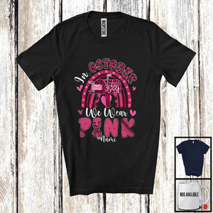 MacnyStore - Personalized Custom Name We Wear Pink; Lovely Breast Cancer Ribbon; Postal Worker Rainbow T-Shirt