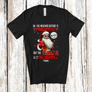 MacnyStore - Personalized Custom Name Weather Frightful Tequila is Delightful; Merry Christmas Santa Drinking Drunker T-Shirt