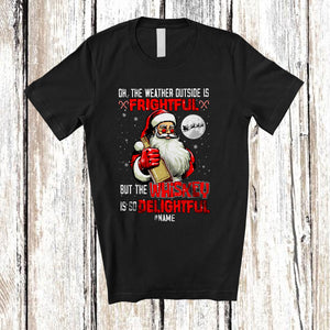 MacnyStore - Personalized Custom Name Weather Frightful Whiskey is Delightful; Merry Christmas Santa Drinking Drunker T-Shirt