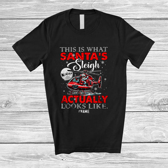 MacnyStore - Personalized Custom Name What Santa's Sleigh Actually Looks Like; Joyful Christmas Snow Helicopter T-Shirt