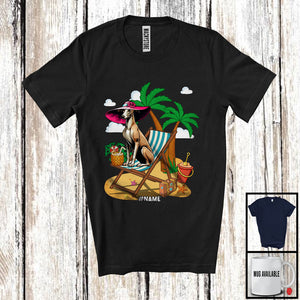 MacnyStore - Personalized Custom Name Whippet On Beach, Lovely Summer Vacation Palm Tree, Family T-Shirt