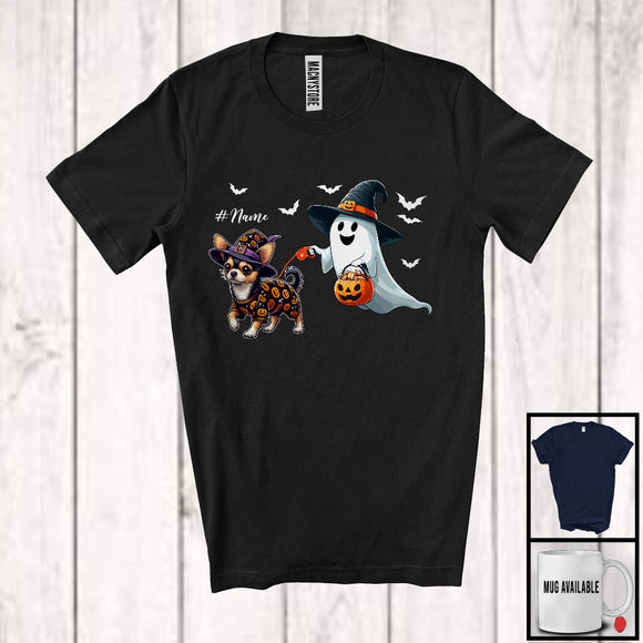 MacnyStore - Personalized Custom Name Witch Boo Walking Chihuahua; Lovely Halloween Ghost Candy T-Shirt