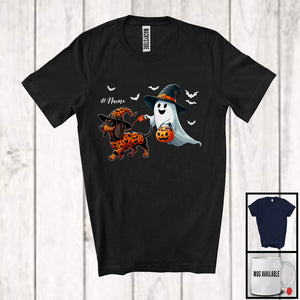 MacnyStore - Personalized Custom Name Witch Boo Walking Dachshund; Lovely Halloween Ghost Candy T-Shirt