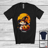 MacnyStore - Personalized Custom Name Witch Hamster With Pumpkin Scary Moon; Adorable Halloween Animal Family T-Shirt