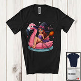 MacnyStore - Personalized Custom Name Witch On Flamingo Float; Adorable Halloween Summer Swimming T-Shirt