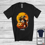 MacnyStore - Personalized Custom Name Witch Squirrel With Pumpkin Scary Moon; Adorable Halloween Animal Family T-Shirt