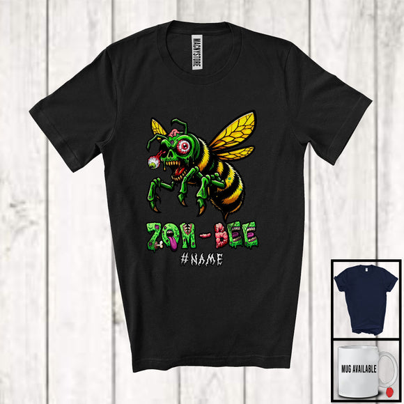 MacnyStore - Personalized Custom Name Zom-bee; Scary Halloween Costume Zombie Bee Flying; Insect T-Shirt