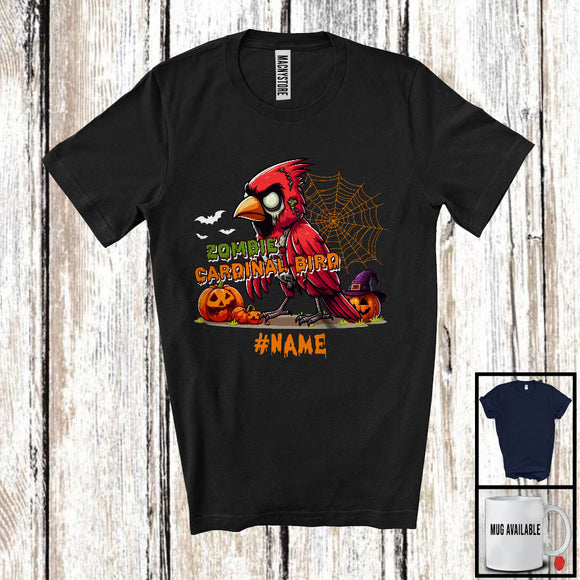 MacnyStore - Personalized Custom Name Zombie Cardinal Bird; Creepy Halloween Costume Bird; Animal Lover T-Shirt