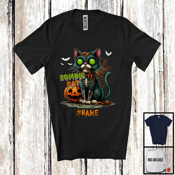 MacnyStore - Personalized Custom Name Zombie Cat; Creepy Halloween Costume Cat; Animal Lover T-Shirt