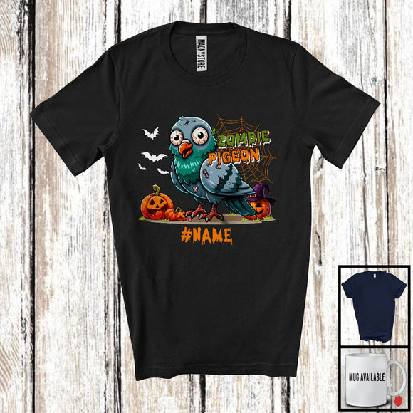 MacnyStore - Personalized Custom Name Zombie Pigeon; Creepy Halloween Costume Bird; Animal Lover T-Shirt