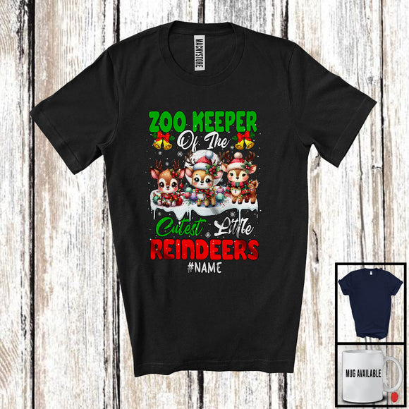 MacnyStore - Personalized Custom Name Zoo Keeper Of Little Reindeers; Lovely Christmas 3 Cutest Reindeers T-Shirt