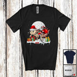 MacnyStore - Personalized Custom Name Santa Riding Axolotl; Lovely Christmas Lights Moon Santa Axolotl Lover T-Shirt