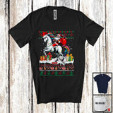 MacnyStore - Personalized Custom Name Santa Riding Unicorn; Lovely Christmas Lights Sweater Santa Unicorn Lover T-Shirt