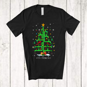 MacnyStore - Personalized Custom Text Plumber Equipments Christmas Tree; Amazing X-mas Lights Family T-Shirt