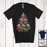 MacnyStore - Personalized Custom Text Santa British Shorthair Christmas Tree; Joyful X-mas Lights Family T-Shirt