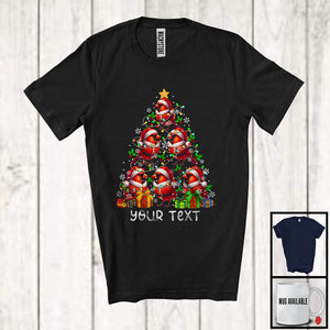 MacnyStore - Personalized Custom Text Santa Cardinal Bird Christmas Tree; Joyful X-mas Lights Birds T-Shirt