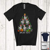 MacnyStore - Personalized Custom Text Santa Goat Christmas Tree; Joyful X-mas Lights Farm Farmer T-Shirt