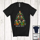 MacnyStore - Personalized Custom Text Santa Parrot Christmas Tree; Joyful X-mas Lights Birds T-Shirt