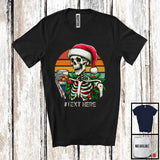 MacnyStore - Personalized Custom Text Vintage Retro Santa Skeleton Bourbon Glass; Merry Christmas Drinking Drunker T-Shirt