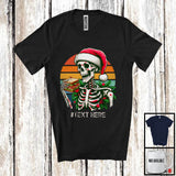 MacnyStore - Personalized Custom Text Vintage Retro Santa Skeleton Sandwich; Merry Christmas Food Eating Team T-Shirt