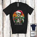 MacnyStore - Personalized Custom Text Vintage Retro Santa Skeleton Sausage; Merry Christmas Food Eating Team T-Shirt