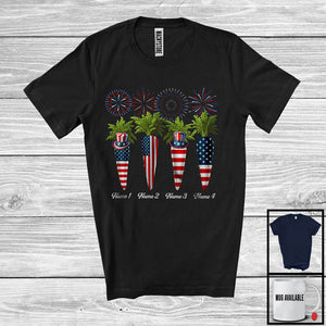 MacnyStore - Personalized Custome Name Four Carrot, Lovely 4th Of July Fireworks, Vegan Patriotic Group T-Shirt