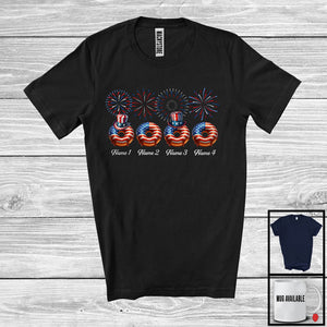 MacnyStore - Personalized Custome Name Four Donut, Lovely 4th Of July Fireworks, Food Patriotic Group T-Shirt