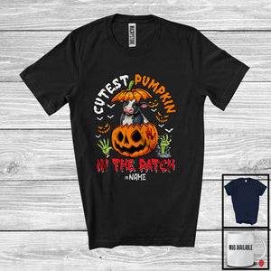 MacnyStore - Personalized Cutest Pumpkin In The Patch; Lovely Halloween Custom Name Cow; Animal T-Shirt