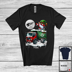 MacnyStore - Personalized Dabbing Gnome On Garbage Truck; Joyful Christmas Custom Name; Garbage Truck Driver T-Shirt