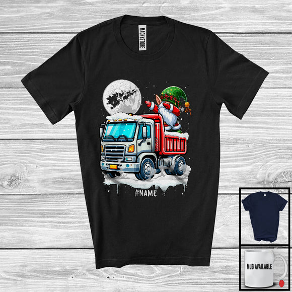 MacnyStore - Personalized Dabbing Gnome On Truck; Joyful Christmas Custom Name; Truck Driver Trucker T-Shirt