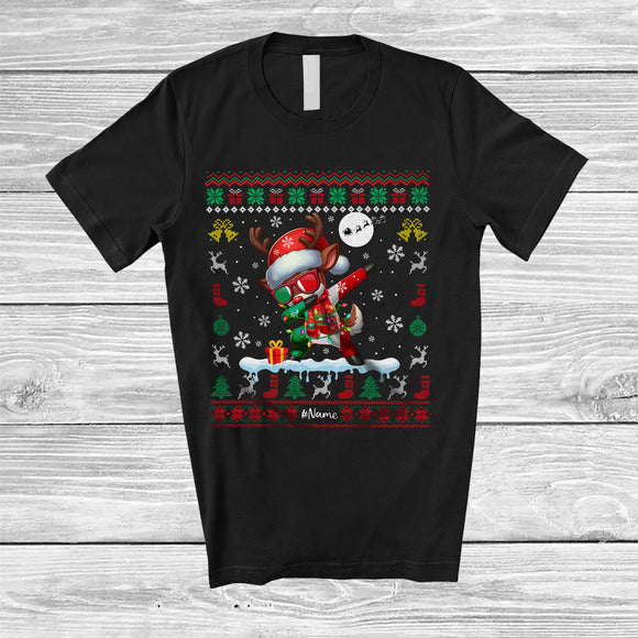 MacnyStore - Personalized Dabbing Reindeer Italian; Joyful X-mas Custom Name Santa Reindeer; Sweater Family T-Shirt