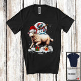 MacnyStore - Personalized Dabbing Snowman Riding Sheep; Joyful Christmas Custom Name Santa Farm; Farmer T-Shirt