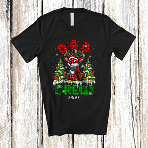 MacnyStore - Personalized Dad Crew; Wonderful Christmas Red Plaid Reindeer; Custom Name Family T-Shirt